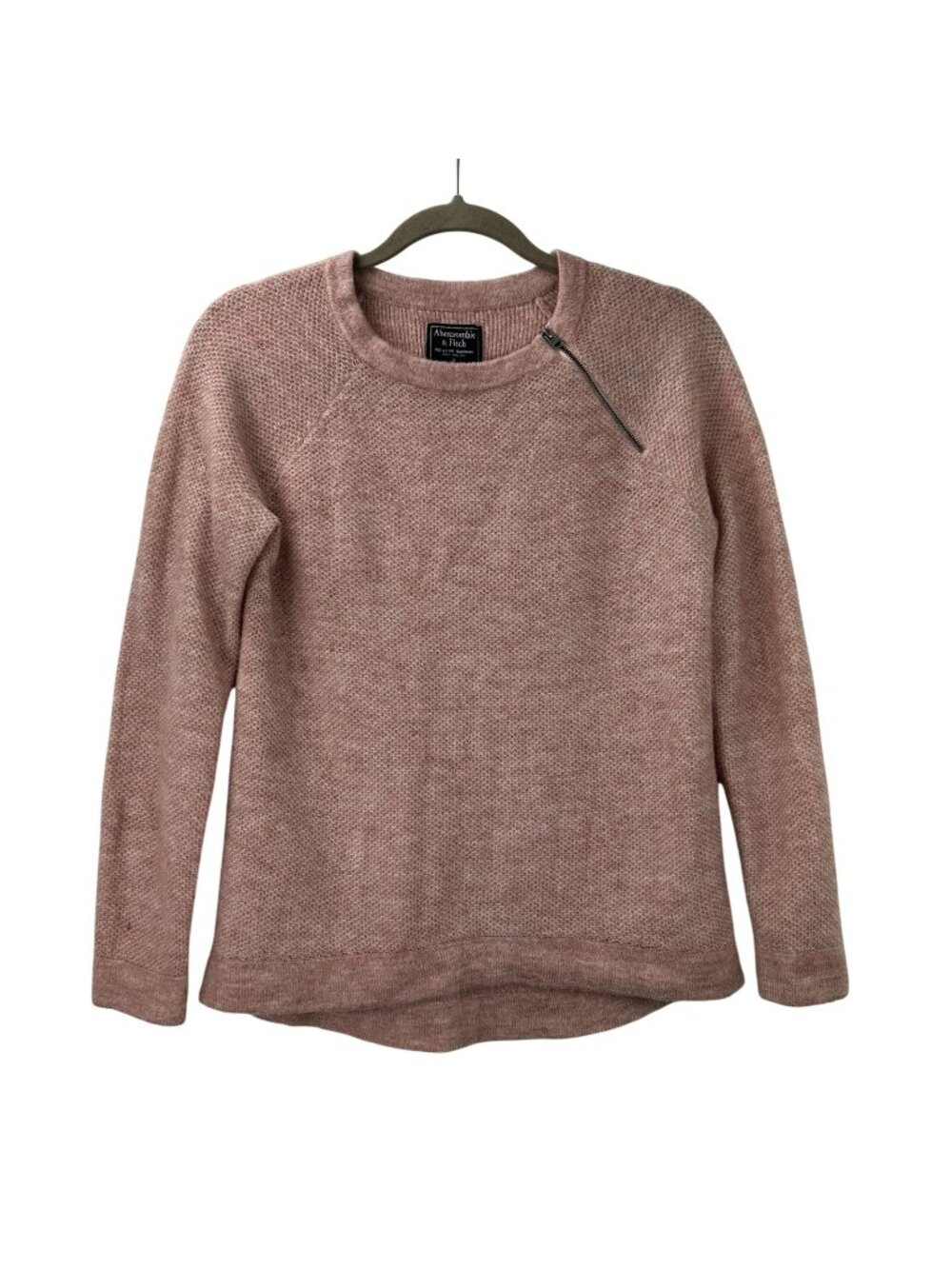 Abercrombie & Fitch Women’s Size Small Pink Sweater Shoulder Zip Crewneck Knit